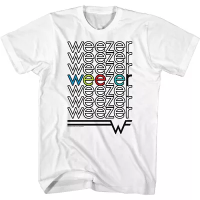 Buy Weezer Black & Color Repeat Band Name Logo W Men's T Shirt Rock Music Merch • 47.95£