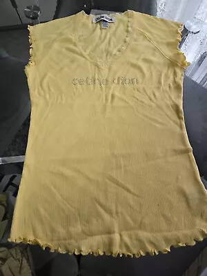 Buy Celine Dion T Shirt Top Women XL Yellow Short Sleeve V-Neck New Without Tag • 58.76£