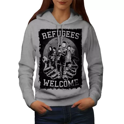 Buy Wellcoda Refugees Welcome Womens Hoodie, Accept Casual Hooded Sweatshirt • 28.99£