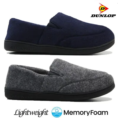 Buy Mens Dunlop Memory Foam Moccasins Slippers Loafers Fleece Cosy Winter Shoes Size • 7.95£