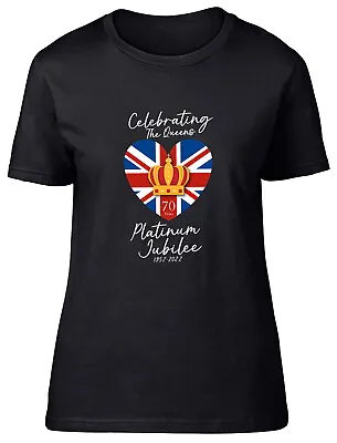 Buy Celebrating The Queens Platinium Jubilee Fitted Womens Ladies T Shirt Gift • 8.99£