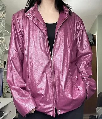 Buy Faux Leather Snakeskin Jacket Purple Pink • 10£