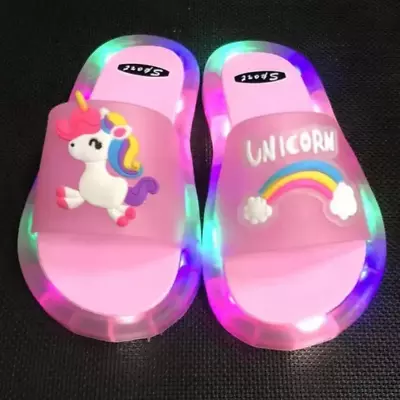 Buy Children‘S Boys Girls Slippers Cartoon Unicorn Animals Prints Shoes Lighted Fash • 19.20£