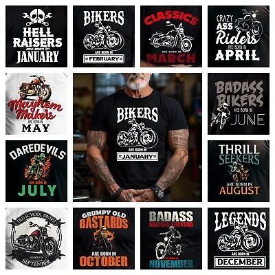 Buy Bikers Are Born In Birthday Month T Shirt Funny Dad Grandad Uncle Husband Gift • 13.99£