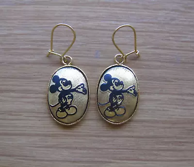 Buy Vintage, Gold-Tone, Disney, Damascene Style Mickey Mouse Earrings • 27.99£