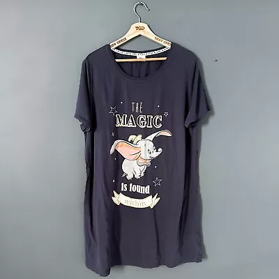 Buy Ladies Disney Dumbo Print Navy Short Sleeved T-Shirt Nightie Dress Size 22 • 3.99£