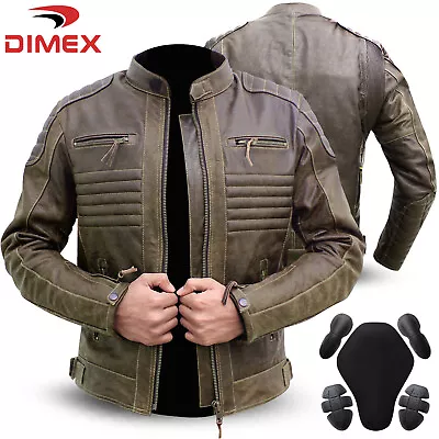 Buy Dimex Motorcycle Jacket Grey Genuine Leather Biker Motorbike With CE Armours • 84.99£