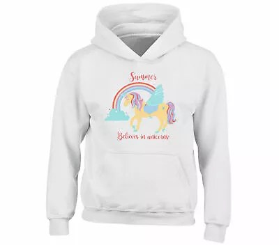 Buy Kids Personalised Believe In Unicorn Hoody All Sizes Girls Boys Gift Present • 15.99£