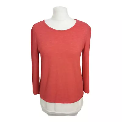 Buy Mock Double Layer Top Size 10 Red White Marl Soft Stretch Jersey M&S • 11.99£