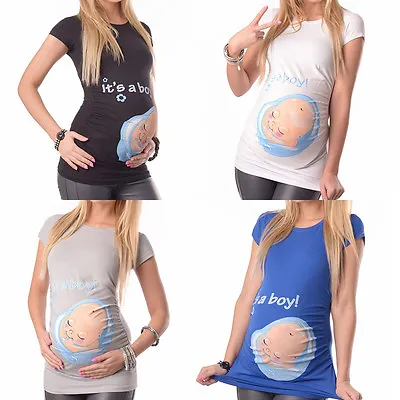 Buy It's A Boy-Adorable Slogan Cotton Printed Maternity Pregnancy Top T-shirt 2002d • 8.99£