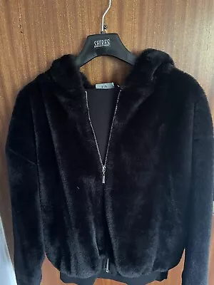 Buy F&F Black Hooded Teddy Jacket Size 12  • 17.66£