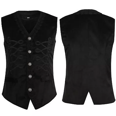 Buy Waistcoat Mens Formal Gothic Brocade Tailored Steampunk Victorian Cosplay • 33.49£