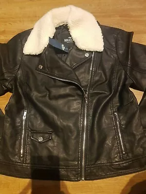 Buy Hollister Women  Faux Leather Biker Jacket Size: Large  BNWT • 73£