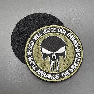 Buy Punisher Skull Morale Patch Green Hook & Loop Airsoft Tactical Military Army 8cm • 4.49£