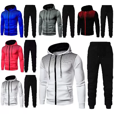 Buy Men's Winter Sports Fitness Suit Dots Print Casual Hoodies Sweatshirts And Pants • 33.01£