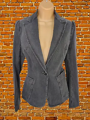 Buy Womens Burberry London Uk 10 Grey Denim Nova Check Lined Fitted Blazer Jacket • 84.99£
