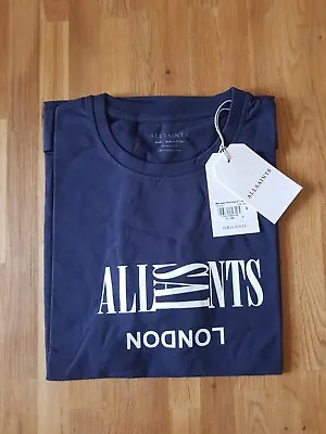 Buy All Saints Logo Patterned Organic Cotton T-shirt  Navy • 26.50£