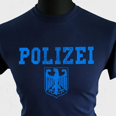 Buy POLIZEI T Shirt Reto German Eagle Police Authority Vintage Blue • 13.99£
