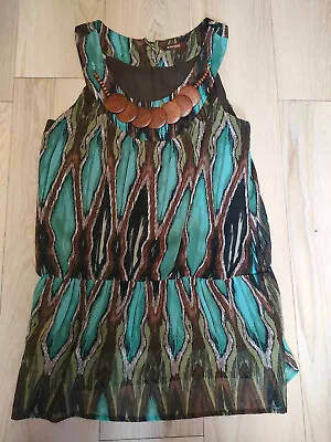Buy Savoir Size 14 Sleeveless Top With Wooden Bead Necklace Attached • 4.99£