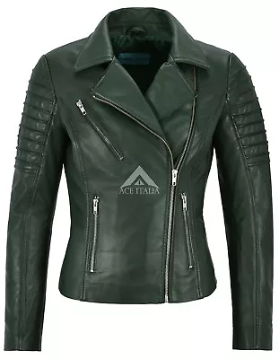 Buy Ladies Leather Jacket Biker Style Fashion Designer Wear 100% REAL LEATHER 9334 • 93.66£