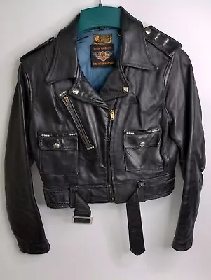 Buy Vintage 1950s Harley Davidson Cycle Queen Black Leather Motorcycle Jacket Sz 32 • 708.70£