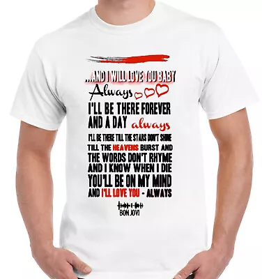 Buy BON JOVI LYRIC T-Shirt Inspired Mens Women Kids Song Music T Shirts Tee Shirt • 7.50£