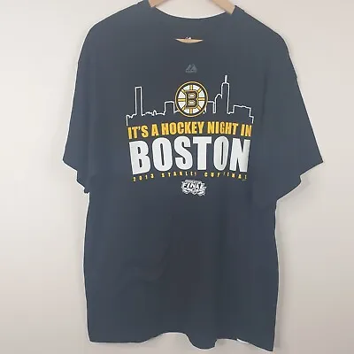 Buy MAJESTIC Boston Bruins T-Shirt Mens XL Black NHL Hockey Stanley Cup Final 2013 • 11.99£