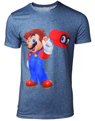 Buy SUPER MARIO T-SHIRT LARGE + EXTRA LARGE Mario & Cappy Nintendo Official License • 7.99£
