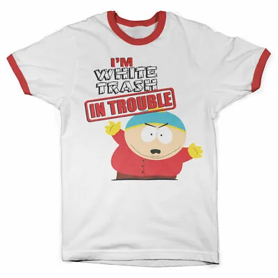 Buy Officially Licensed South Park - I'm White Trash In Trouble Ringer T-Shirt S-XXL • 20.56£