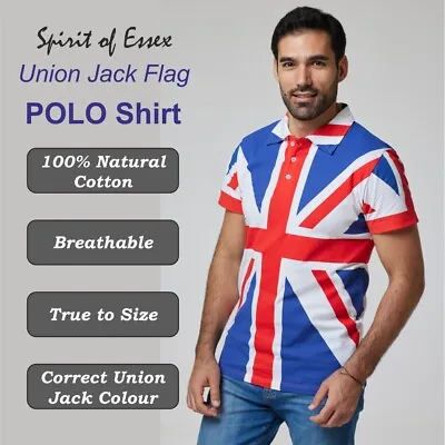 Buy Union Jack POLO Shirt Collar Size: S M L XL 2XL 3XL 100%Cotton Kings Coronation • 9.99£