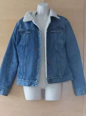 Buy Ladies Wrangler Denim Jeans Jacket With Fleece Lining Size M VGC • 9.99£