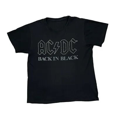 Buy AC/DC  Back In Black  Classic Logo Spellout Graphic Hard Rock Band T-Shirt Large • 15£