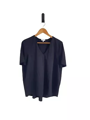 Buy WITCHERY Womens Tshirt Blouse Size 12 Black Short Sleeve V Neck Corporate • 18.93£