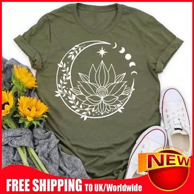 Buy Sunny Face Moon Sun And Moon T Shirt Tee-05332-Army Green-XXL • 10.19£