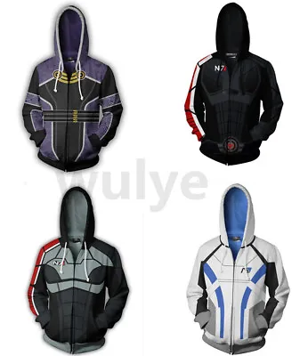 Buy Mass Effect N7 3D Print Hoodie Sweatshirt Hooded Jacket Zipper Coat Costume Tops • 21.59£
