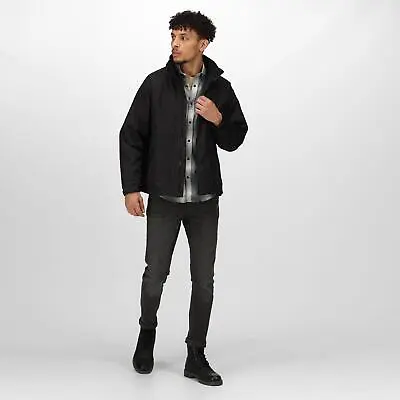 Buy Regatta Hudson Black Men's Waterproof Fleece-lined Winter Jacket #TRA301 • 45.27£