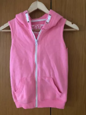 Buy Yd Girls Age 7-8 Years Pink Sleeveless Hoodie Vest Jacket Full Zip Primark Love • 1.50£