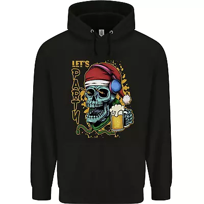 Buy Christmas Party Skull Drinking Beer Alcohol Mens 80% Cotton Hoodie • 19.99£