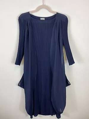 Buy Wall London Navy Blue Balloon Cape Crepe Dress 3/4 Sleeve Size 12 Approx. • 59.99£