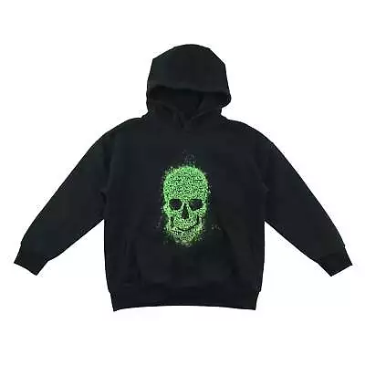 Buy Next Hoodie 9 Years Black Green Skull Graphic • 5£