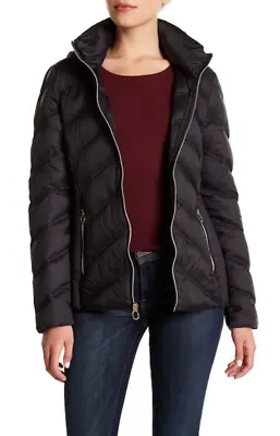 Buy Michael Kors Womens Black Missy Chevron Puffer Jacket Size XS L33706 • 136.90£