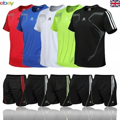 Buy Men's Tracksuits Running And Fitness Breathable Sportswear T Shirt And Shorts UK • 5.51£
