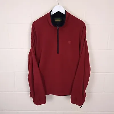 Buy TIMBERLAND Jacket Mens XL Red Fleece 1/4 Zip Pullover Jumper Lightweight Vintage • 19.90£