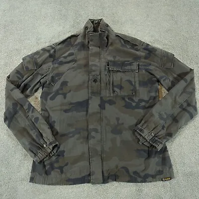 Buy G-Star Jacket Mens XL Grey Squad Camouflage Shirt Military Denim Coat Army Khaki • 44.97£