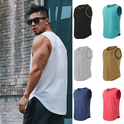 Buy Mens Vest Tops Sleeveless Shirts Summer Gym Sports T-Shirt Oversized Tee • 6.56£