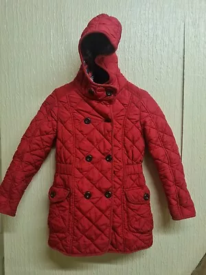Buy Girls Next Red Quilted Belted Fleece Lined Winter Coat Age 9-10 • 15£