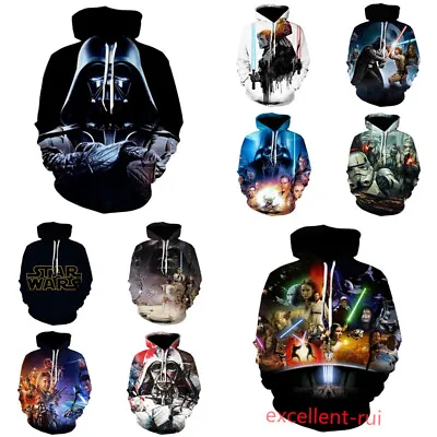 Buy Unisex 3D Star Wars Hoodies Sweatshirt T-shirt Top Jumper Pullover Xmas Gifts UK • 19.18£