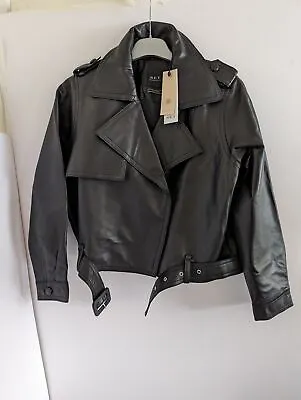 Buy 'SET Women's Sustainable Leather Belted Jacket, Black Size 34 Uk 8 • 159£