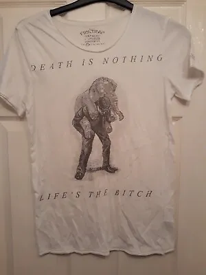 Buy Firetrap White Graphic  Tshirt Size Small.  Death Is Nothing,life's The Bitch  • 3£