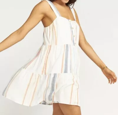 Buy Show Me Your MuMu - Marisa Dress Sz M Sleeveless White W/ Rainbow Stripes Sun 🌞 • 31.59£